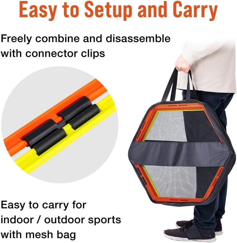 Japard Hex Agility Rings for Speed Training & Agility Footwork Training Speed Hurdles Ladder with Carrying Bag - Image 5